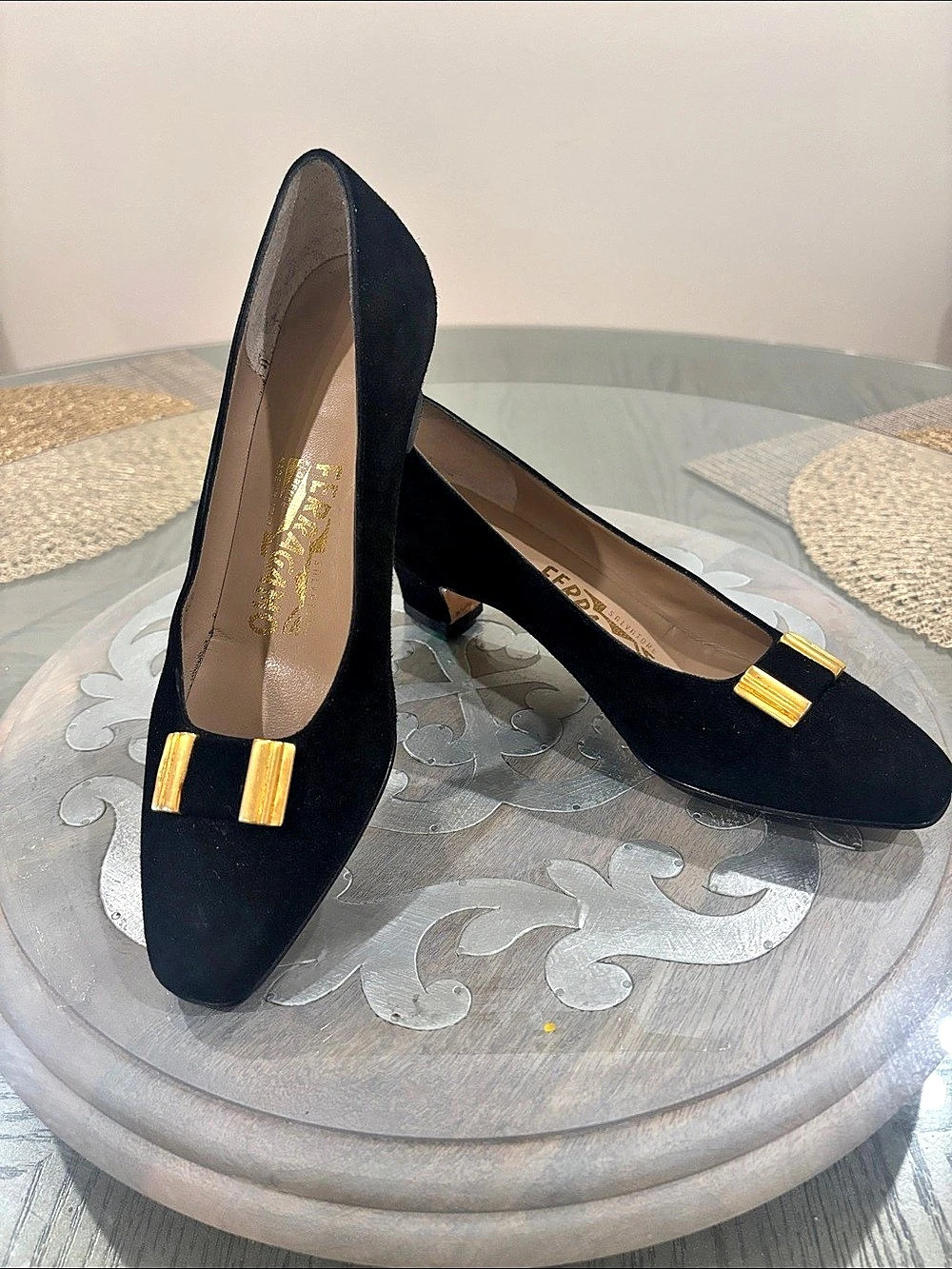 Ferragamo suede Black shoes US 6.5 B